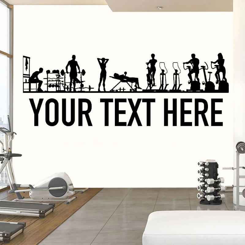 Crossfit Workout With Equipment - Gym mensen en uitrusting muurstickers gepersonaliseerd,